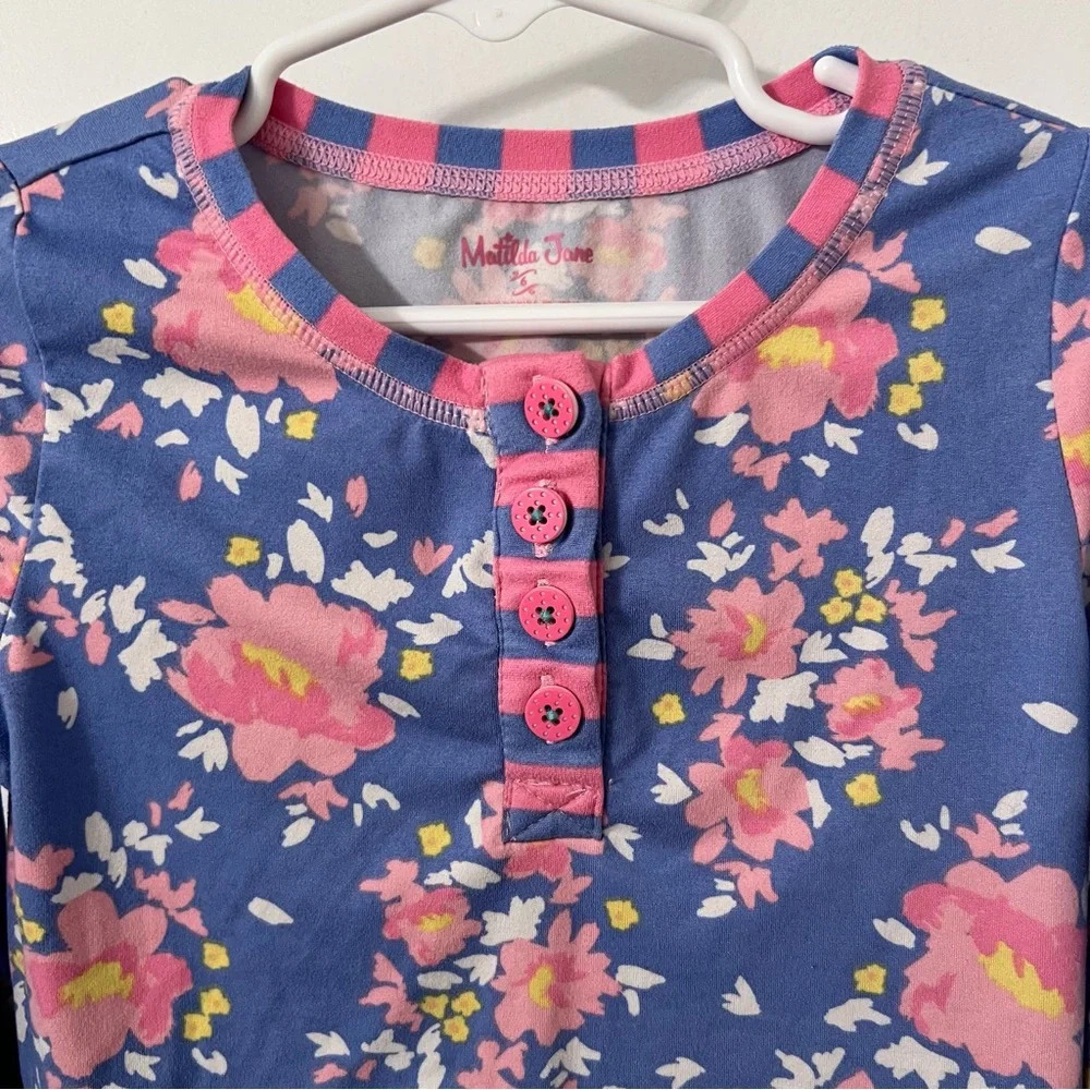 Matilda Jane Size 6 floral blue and pink long sleeve pajama top shirt - Picture 3 of 7
